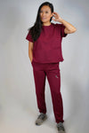 Zadie Scrub Top in Burgundy