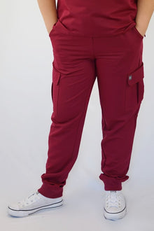  Nelly Cargo Scrub Pants in Burgundy