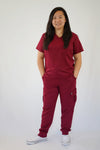 Arlo Scrub Top in Burgundy