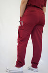 Nelly Cargo Scrub Pants in Burgundy