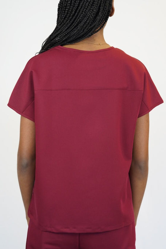 Aria Scrub Top in Burgundy