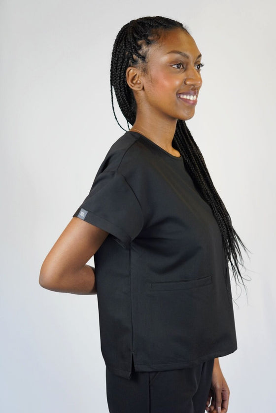 Zadie Scrub Top in Black