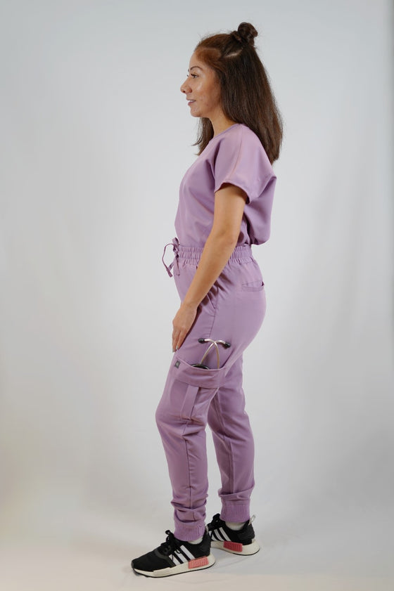 Nelly Cargo Scrub Pants in Purple